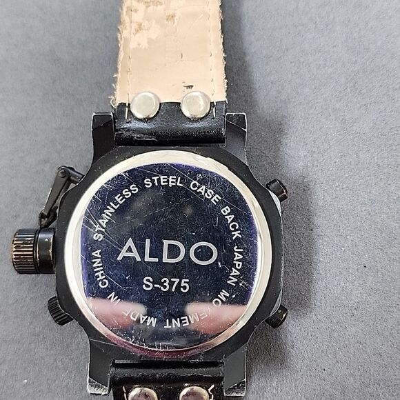 Aldo Black Men's Leather Watch - Picture 2 of 4